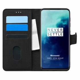 Microsonic Oneplus 7T Pro Fabric Book Wallet Siyah Kılıf