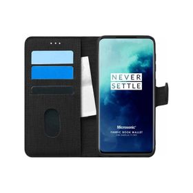 Microsonic Oneplus 7T Pro Fabric Book Wallet Siyah Kılıf
