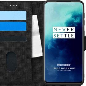 Microsonic Oneplus 7T Pro Fabric Book Wallet Siyah Kılıf