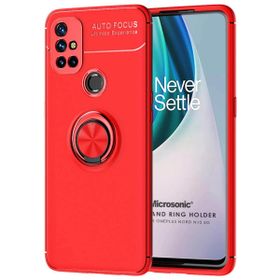 Microsonic OnePlus Nord N10 5G Kickstand Ring Holder Kırmızı Cep Telefonu Kılıfı