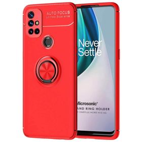 Microsonic OnePlus Nord N10 5G Kickstand Ring Holder Kırmızı Cep Telefonu Kılıfı