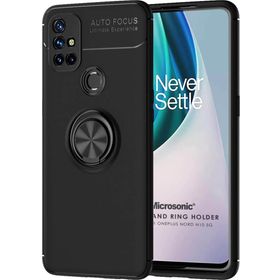 Microsonic OnePlus Nord N10 5G Kickstand Ring Holder Siyah Cep Telefonu Kılıfı