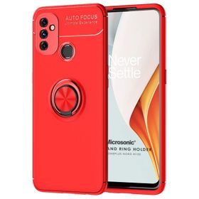 Microsonic OnePlus Nord N100 Kickstand Ring Holder Kırmızı Cep Telefonu Kılıfı