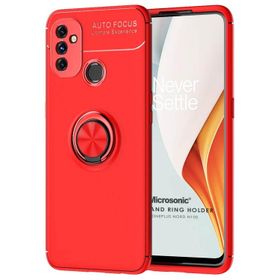 Microsonic OnePlus Nord N100 Kickstand Ring Holder Kırmızı Cep Telefonu Kılıfı
