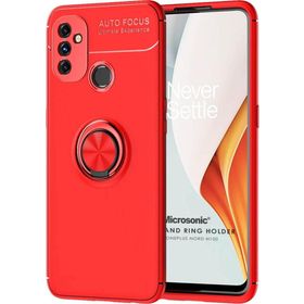 Microsonic OnePlus Nord N100 Kickstand Ring Holder Kırmızı Cep Telefonu Kılıfı