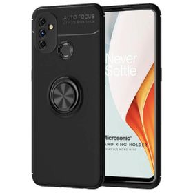Microsonic OnePlus Nord N100 Kickstand Ring Holder Siyah Cep Telefonu Kılıfı