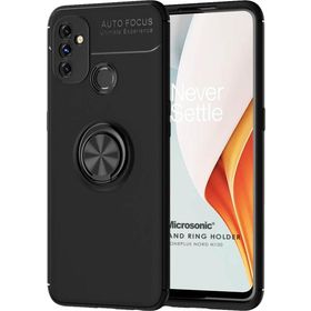 Microsonic OnePlus Nord N100 Kickstand Ring Holder Siyah Cep Telefonu Kılıfı