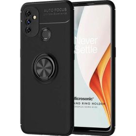 Microsonic OnePlus Nord N100 Kickstand Ring Holder Siyah Cep Telefonu Kılıfı