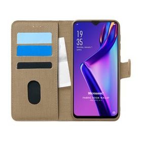 Microsonic Oppo A12 Fabric Book Wallet Gold Cep Telefonu Kılıfı