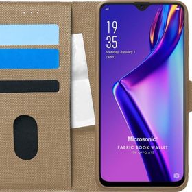 Microsonic Oppo A12 Fabric Book Wallet Gold Cep Telefonu Kılıfı