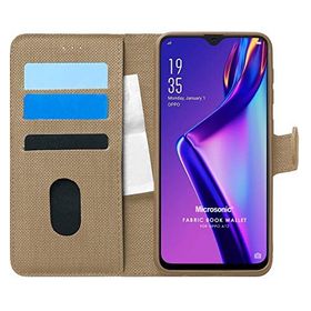 Microsonic Oppo A12 Fabric Book Wallet Gold Cep Telefonu Kılıfı