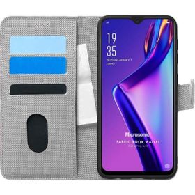 Microsonic Oppo A12 Fabric Book Wallet Gri Cep Telefonu Kılıfı