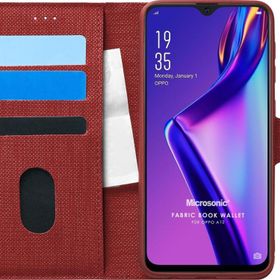 Microsonic Oppo A12 Fabric Book Wallet Kırmızı Cep Telefonu Kılıfı