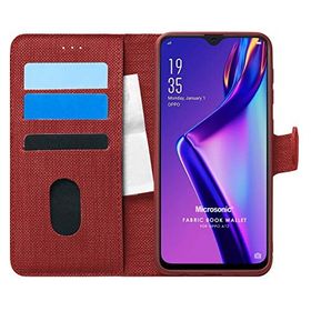 Microsonic Oppo A12 Fabric Book Wallet Kırmızı Cep Telefonu Kılıfı