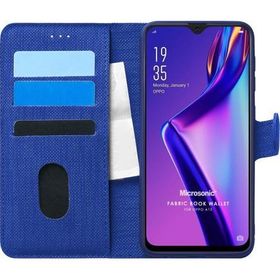 Microsonic Oppo A12 Fabric Book Wallet Lacivert Cep Telefonu Kılıfı