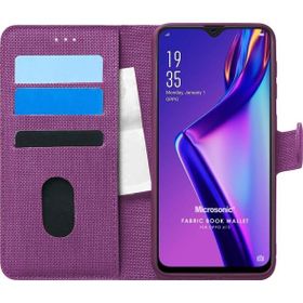 Microsonic Oppo A12 Fabric Book Wallet Mor Cep Telefonu Kılıfı