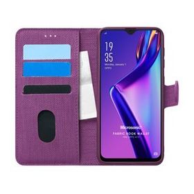 Microsonic Oppo A12 Fabric Book Wallet Mor Cep Telefonu Kılıfı