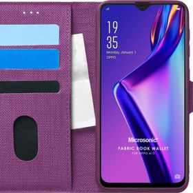 Microsonic Oppo A12 Fabric Book Wallet Mor Cep Telefonu Kılıfı
