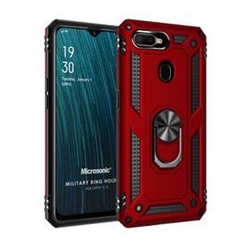 Microsonic Oppo A12 Military Ring Holder Kırmızı Cep Telefonu Kılıfı