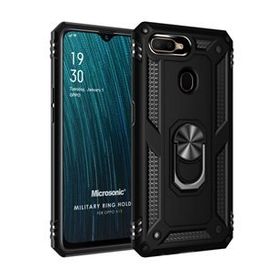 Microsonic Oppo A12 Military Ring Holder Siyah Cep Telefonu Kılıfı