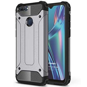 Microsonic Oppo A12 Rugged Armor Gümüş Cep Telefonu Kılıfı