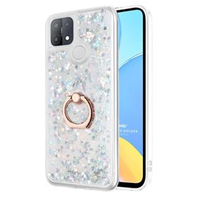 Microsonic Oppo A15 Glitter Liquid Holder Gümüş Cep Telefonu Kılıfı
