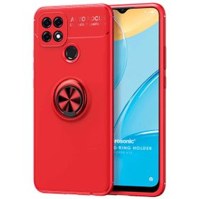 Microsonic Oppo A15 Kickstand Ring Holder Kırmızı Cep Telefonu Kılıfı