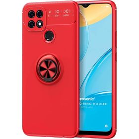 Microsonic Oppo A15 Kickstand Ring Holder Kırmızı Cep Telefonu Kılıfı