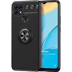 Microsonic Oppo A15 Kickstand Ring Holder Siyah Cep Telefonu Kılıfı