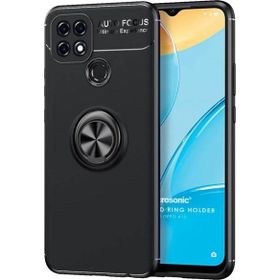 Microsonic Oppo A15 Kickstand Ring Holder Siyah Cep Telefonu Kılıfı