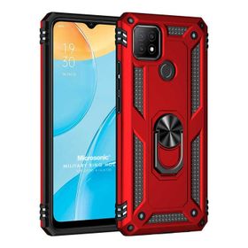 Microsonic Oppo A15 Military Ring Holder Kırmızı Cep Telefonu Kılıfı