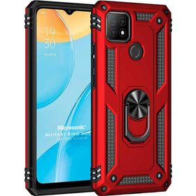 Microsonic Oppo A15 Military Ring Holder Kırmızı Cep Telefonu Kılıfı