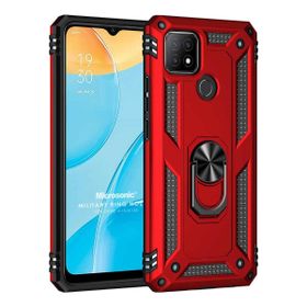Microsonic Oppo A15 Military Ring Holder Kırmızı Cep Telefonu Kılıfı
