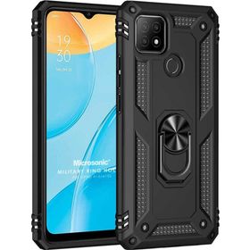 Microsonic Oppo A15 Military Ring Holder Siyah Cep Telefonu Kılıfı