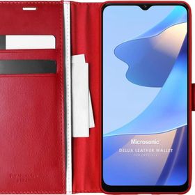 Microsonic Oppo A16 Delux Leather Wallet Kırmızı Cep Telefonu Kılıfı