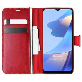 Microsonic Oppo A16 Delux Leather Wallet Kırmızı Cep Telefonu Kılıfı