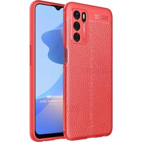 Microsonic Oppo A16 Deri Dokulu Silikon Kırmızı Cep Telefonu Kılıfı