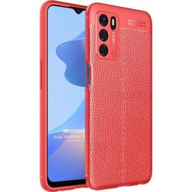 Microsonic Oppo A16 Deri Dokulu Silikon Kırmızı Cep Telefonu Kılıfı