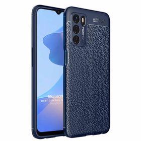 Microsonic Oppo A16 Deri Dokulu Silikon Lacivert Cep Telefonu Kılıfı