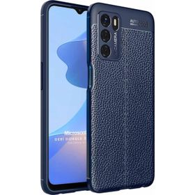 Microsonic Oppo A16 Deri Dokulu Silikon Lacivert Cep Telefonu Kılıfı
