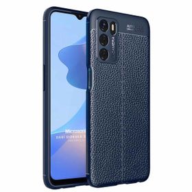Microsonic Oppo A16 Deri Dokulu Silikon Lacivert Cep Telefonu Kılıfı