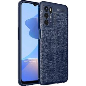 Microsonic Oppo A16 Deri Dokulu Silikon Lacivert Cep Telefonu Kılıfı