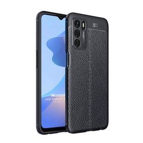 Microsonic Oppo A16 Deri Dokulu Silikon Siyah Cep Telefonu Kılıfı