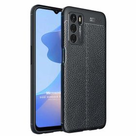 Microsonic Oppo A16 Deri Dokulu Silikon Siyah Cep Telefonu Kılıfı
