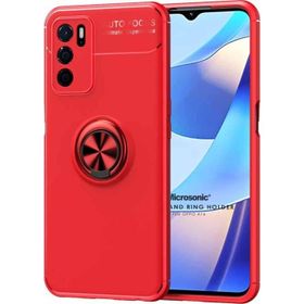 Microsonic Oppo A16 Kickstand Ring Holder Kırmızı Cep Telefonu Kılıfı