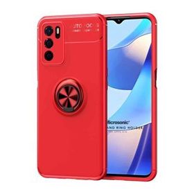 Microsonic Oppo A16 Kickstand Ring Holder Kırmızı Cep Telefonu Kılıfı
