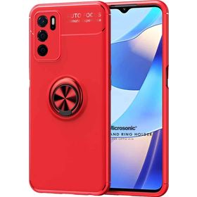 Microsonic Oppo A16 Kickstand Ring Holder Kırmızı Cep Telefonu Kılıfı