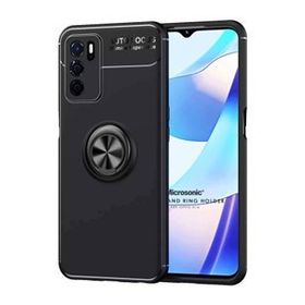 Microsonic Oppo A16 Kickstand Ring Holder Siyah Cep Telefonu Kılıfı