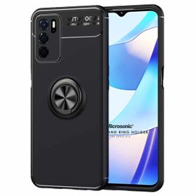 Microsonic Oppo A16 Kickstand Ring Holder Siyah Cep Telefonu Kılıfı