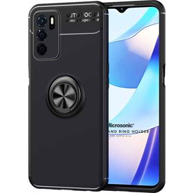 Microsonic Oppo A16 Kickstand Ring Holder Siyah Cep Telefonu Kılıfı